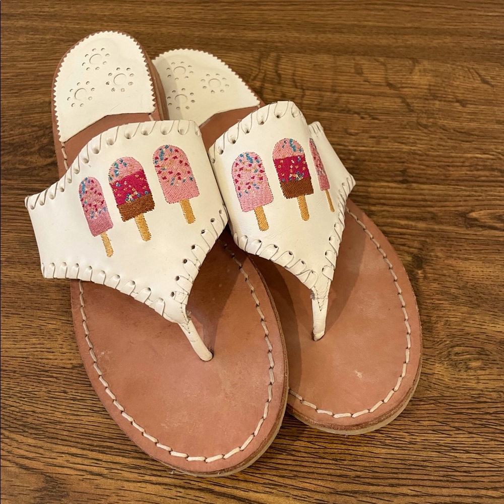 Jack Rogers White Ice Cream Pops Leather Sandals